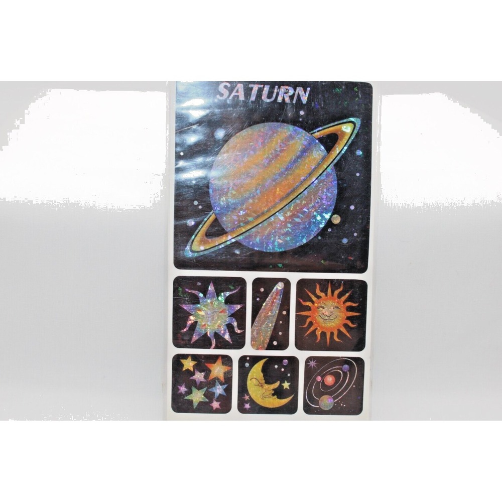 1994 Vintage Planet Laser Stickers ST-737 Adorn Gift NOS Saturn Celestial Moon - Picture 2 of 5